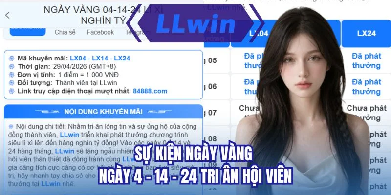 Sự kiện ngày vàng 4 - 14 - 24 tri ân hội viên